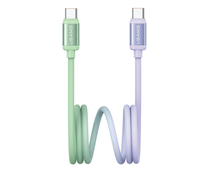 Kabel USAMS Kabe PD 60W USB-C/USB-C 1,2m zielono fioletowy